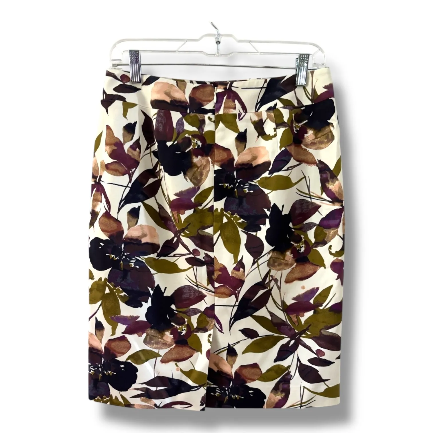Ann Taylor Factory Pencil Skirt Floral Print‎ Multi Color 6 Women's Plum Green - Image 2