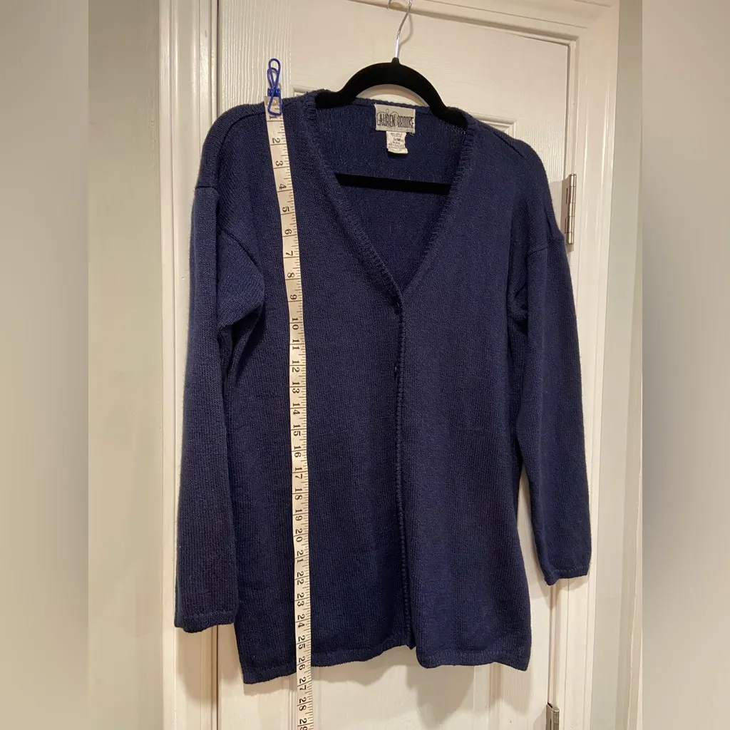 Lauren Brooke Size S Navy Blue Long Sleeve V Neck Button Front cardigan Sweater - Image 8