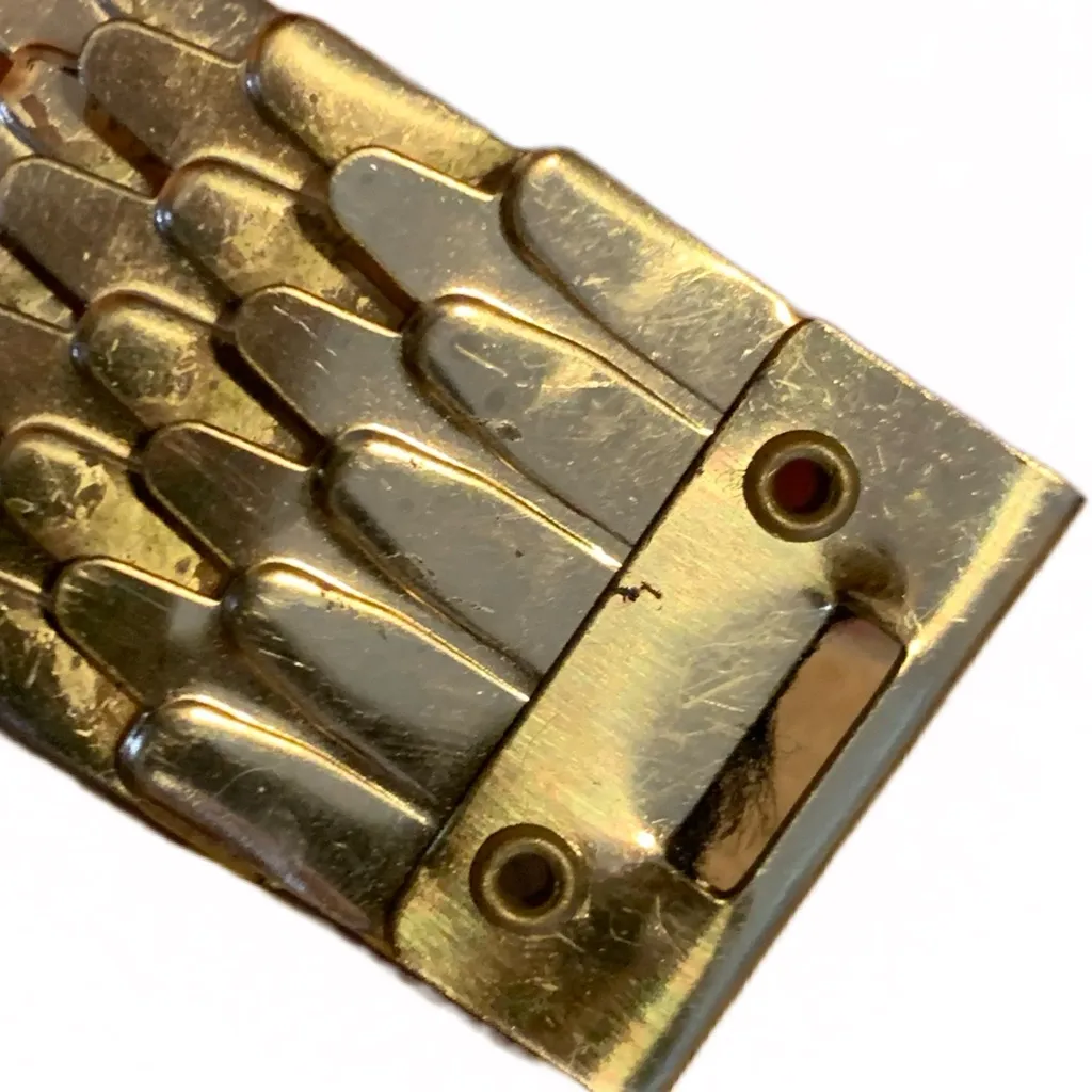 VINTAGE 1980'S GOLD TONE METAL STRETCH ARTICULATED BELT (M/L) - Image 8