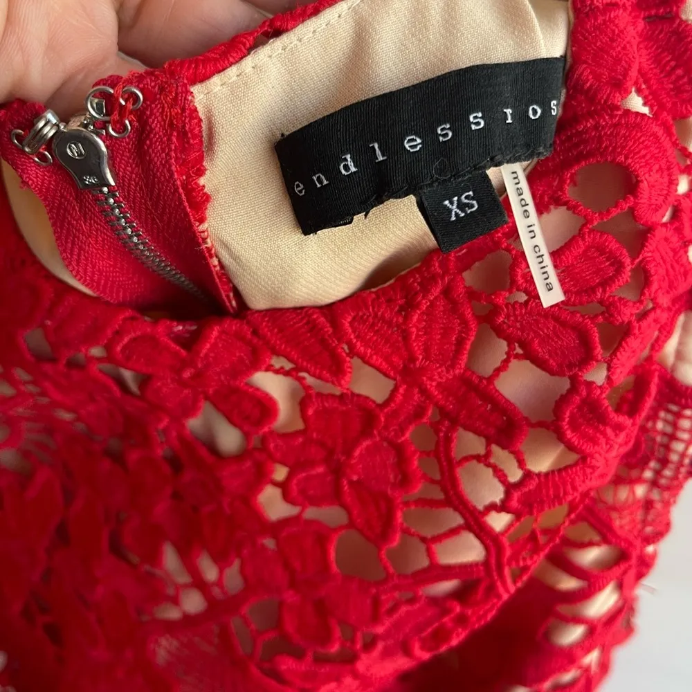 REVOLVE High Neck Floral Crochet Dress in Red
Endless Rose {XS} - Image 4