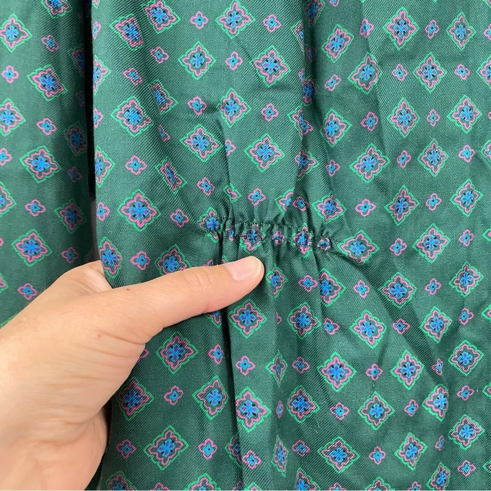 Vintage Evan Picone Green Geometric Print Long Sleeve Blouse Womens 12 1980s - Image 6