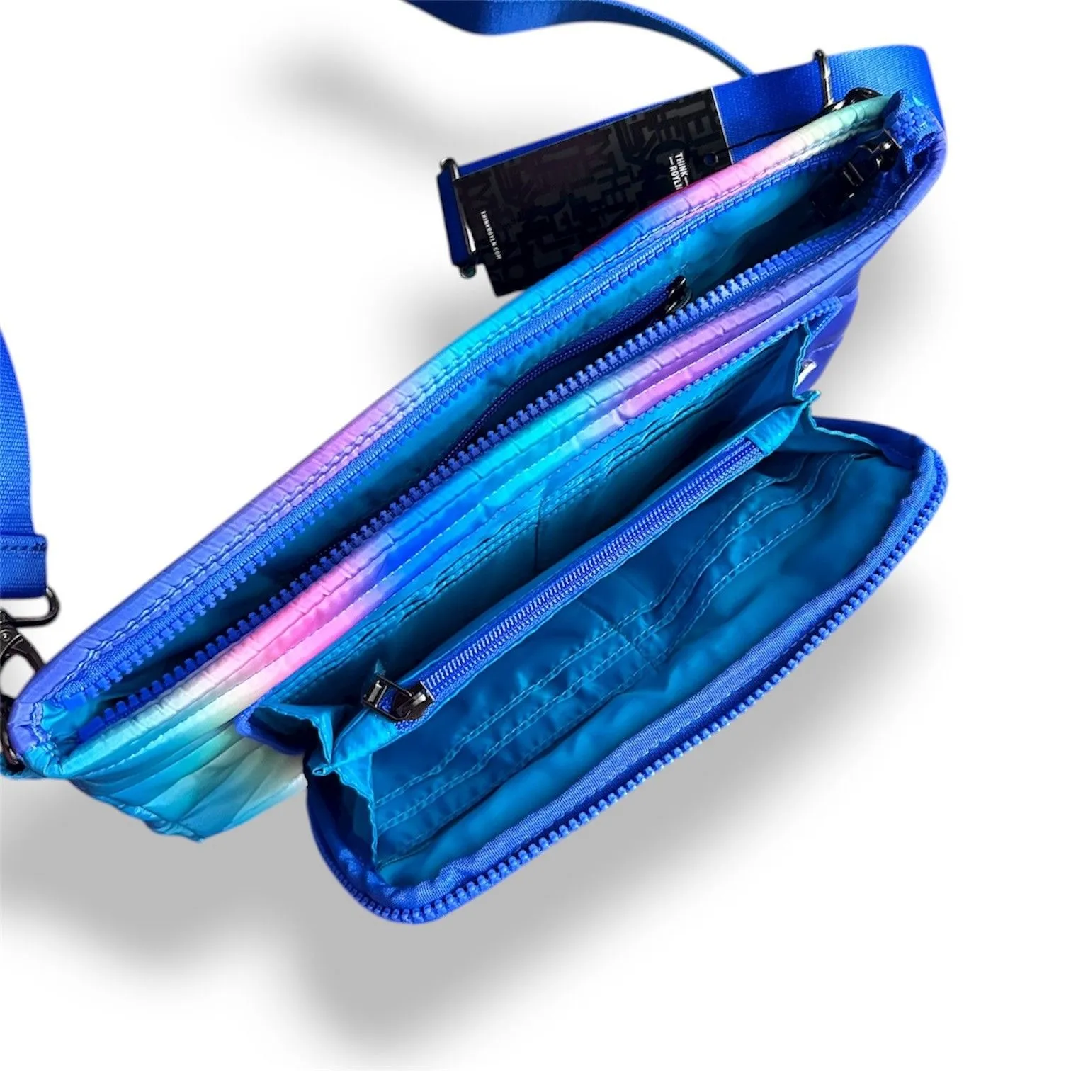 New Think Royln Bank Street XL Crossbody Bag Blue Lagoon Ombre Quilted RFID - Image 15