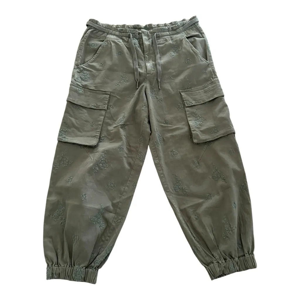 ANTHROPOLOGIE Pilcro Ditsy Embroidered Cargo Pants Basil Green Size L NEW - Image 5