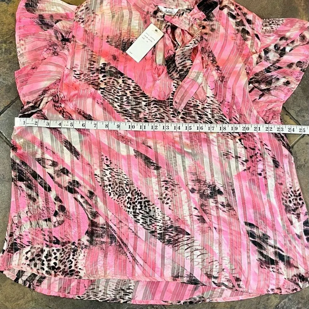 NWT Dalin Hot Pink Neck Tie Blouse 2X Size XXL - Image 7