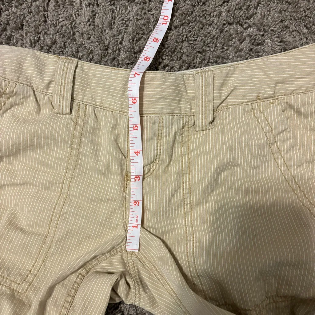 American Eagle Y2K Early 2000’s Tan & White Stripe Low Rise Pants - Image 9