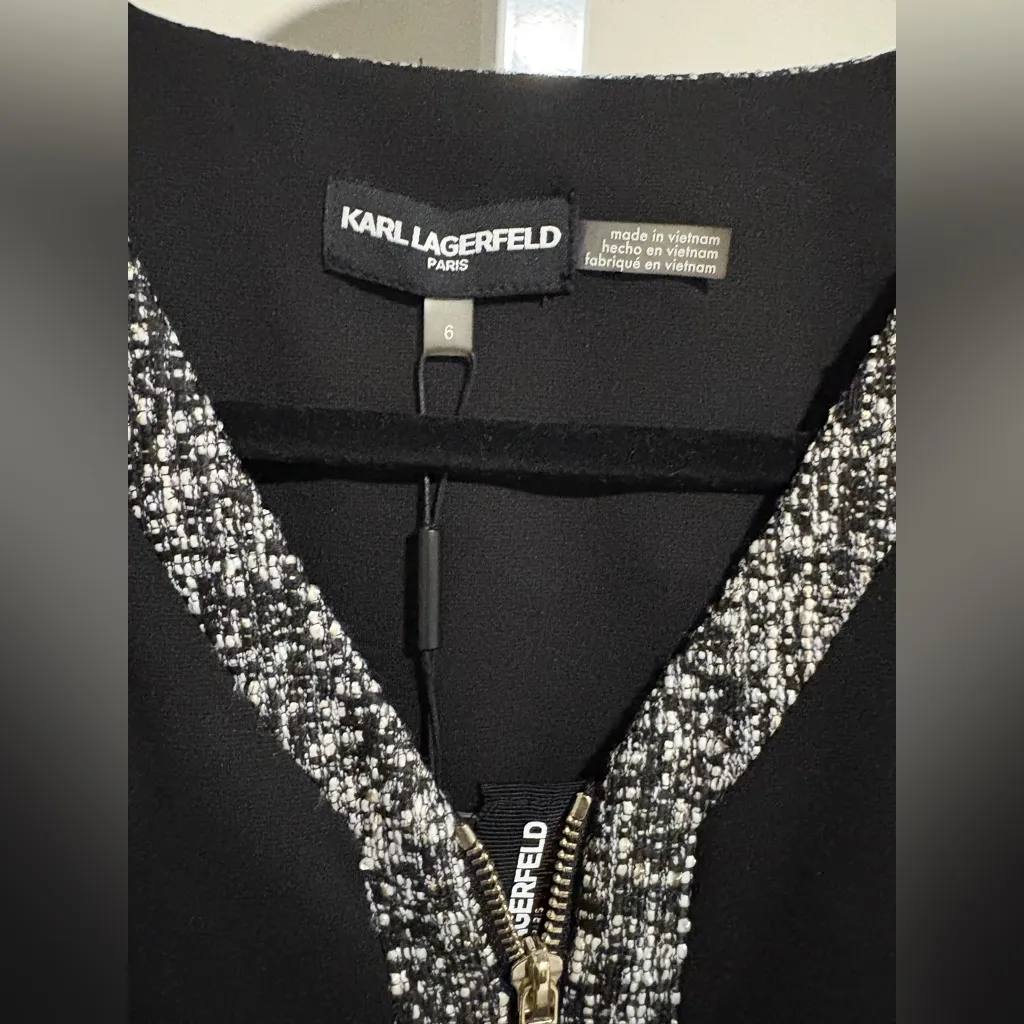 Karl Lagerfeld Black Dress with Tweed Accents - Image 5