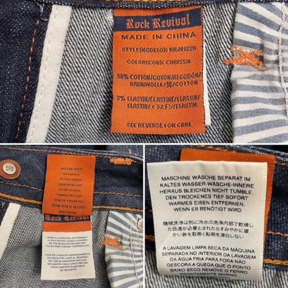 Rock Revival Jeans Chrissie Bootcut FDL Back Flap Pocket Dark Wash Denim Size 29 - Image 13