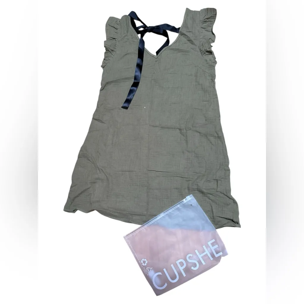 Cupshe Green Swim Coverup with Black Bow Tie - Image 3