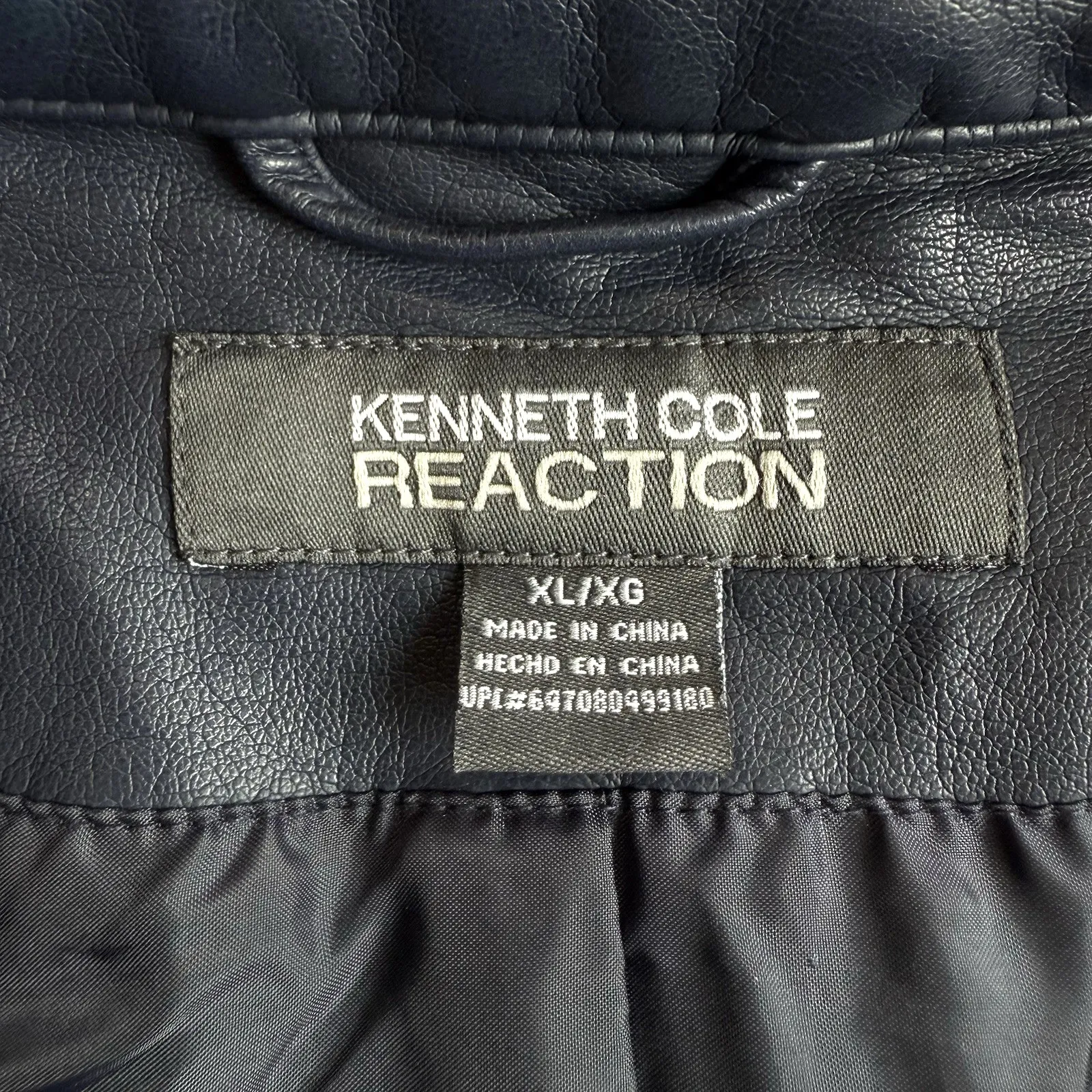 Kenneth Cole Reaction Moto Jacket Women XL 14 16 Blue Faux Leather Coat Blazer - Image 2