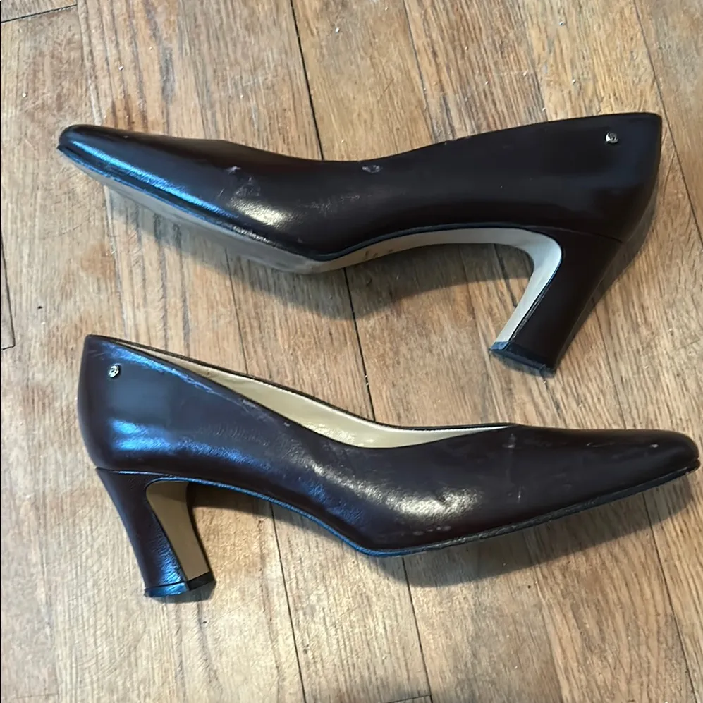 Etienne Aigner Women's oxblood burgundy leather heels made in‎ Spain 9.5 - Image 2