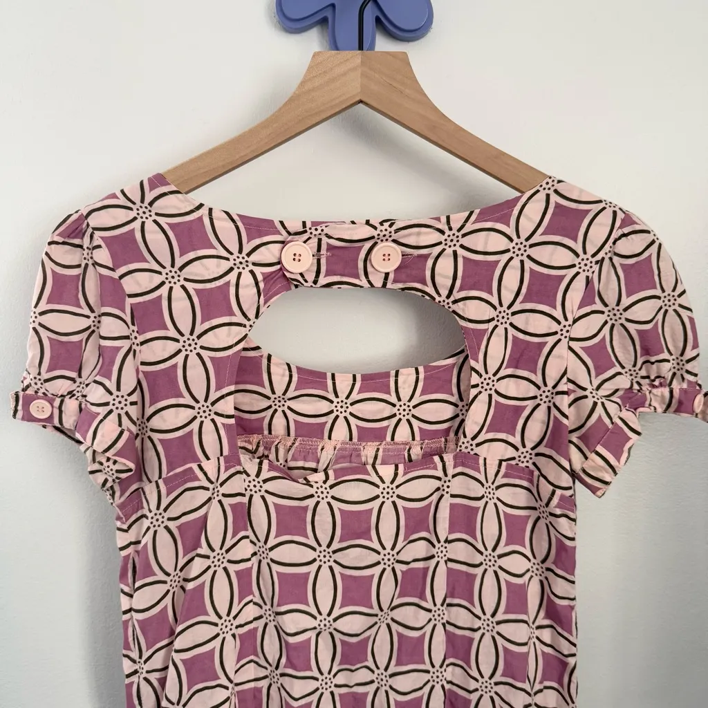 Y2K Medium Lilac Purple Floral Babydoll Mini Dress 60s 70s Inspired Cottage - Image 3