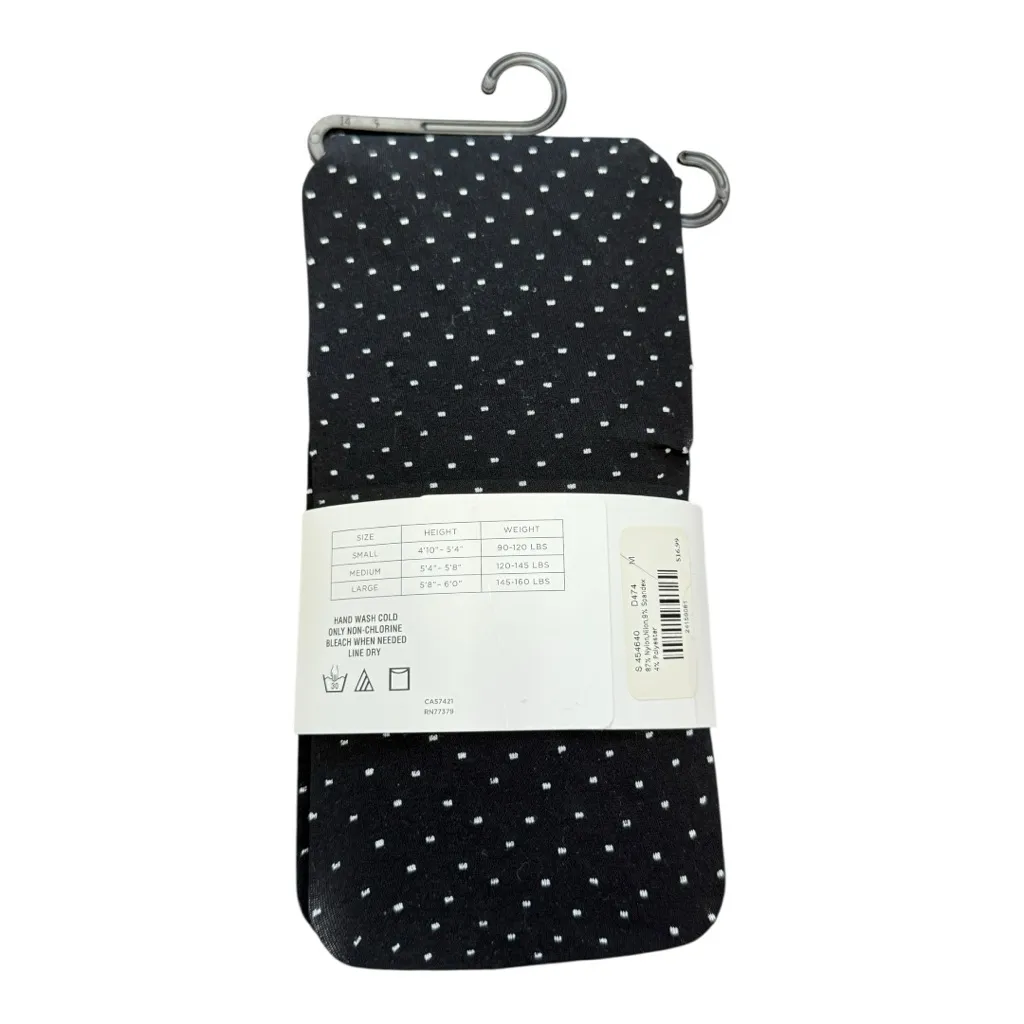 Loft  Outlet Textured Tights – Black with White Dotted Pattern – Size M - Image 3