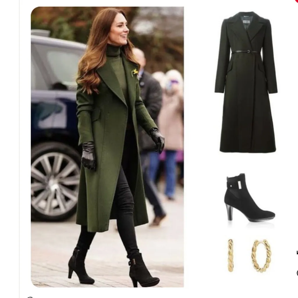 Kate Spade  New York Green Wool Twill Double-Breasted Coat size Large - Image 12