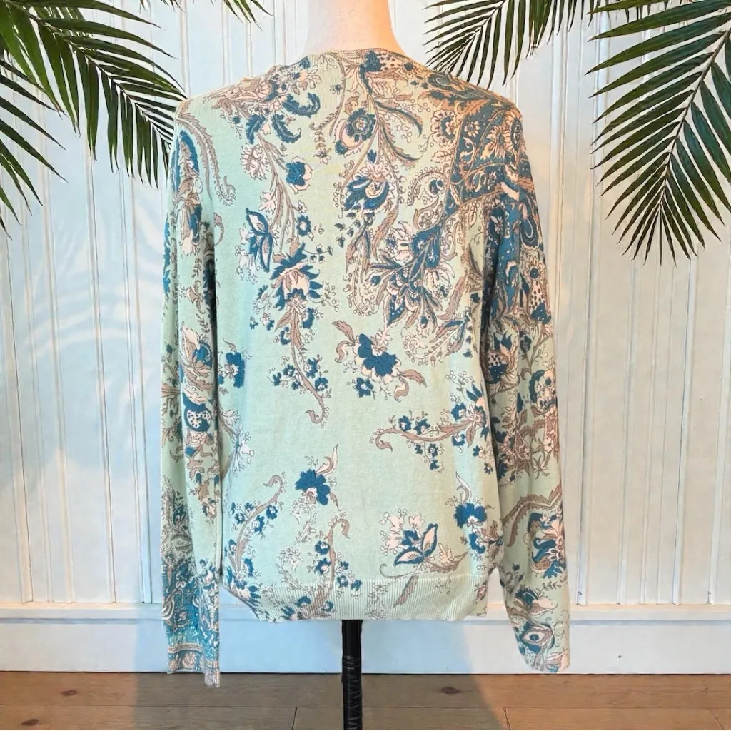 SUNDANCE | Mint Floral Button-Front Cotton Cardigan – Size M – NWT - Image 3