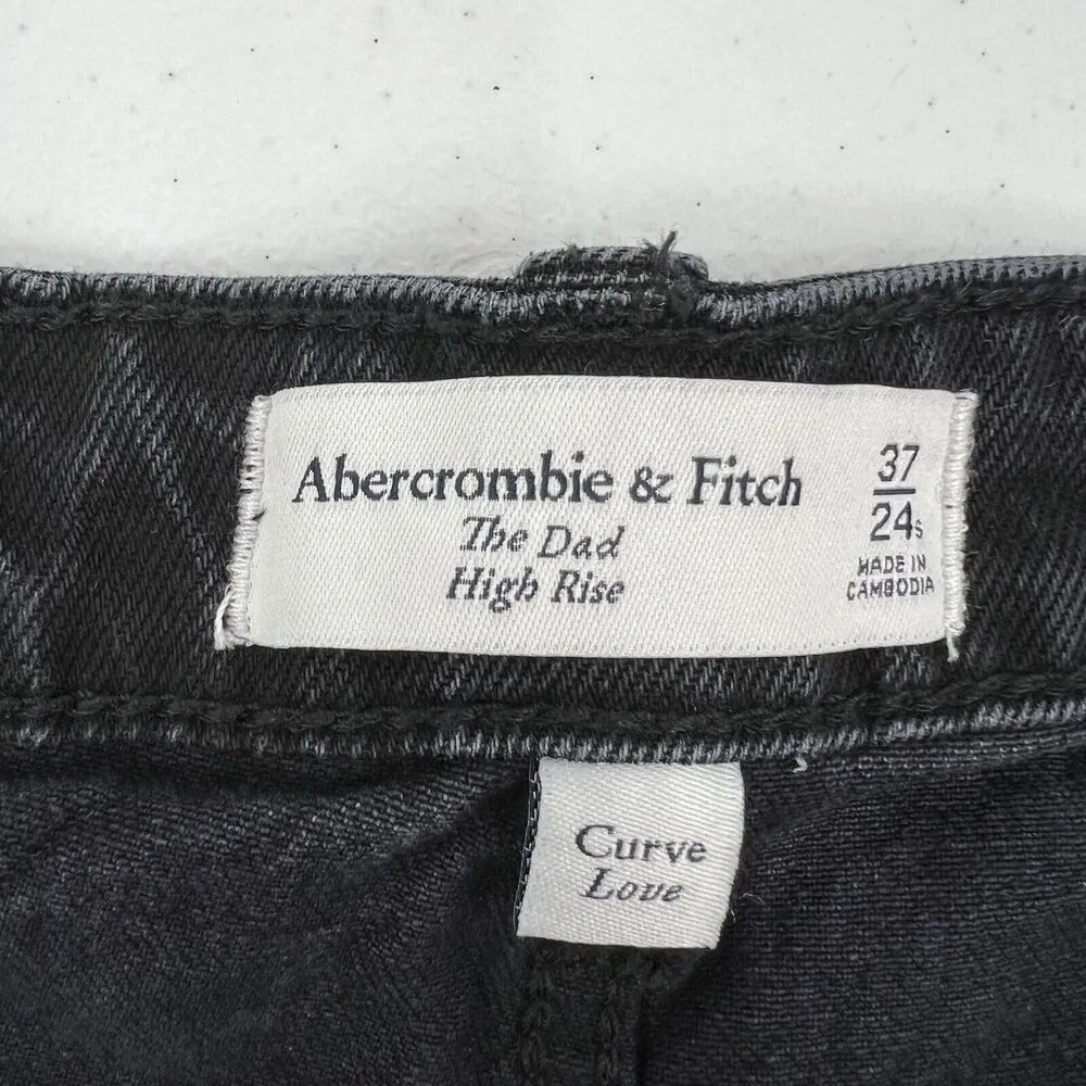 Abercrombie & Fitch Plus 24S Curve Love The Dad High Rise Jeans Black Loose NEW - Image 8