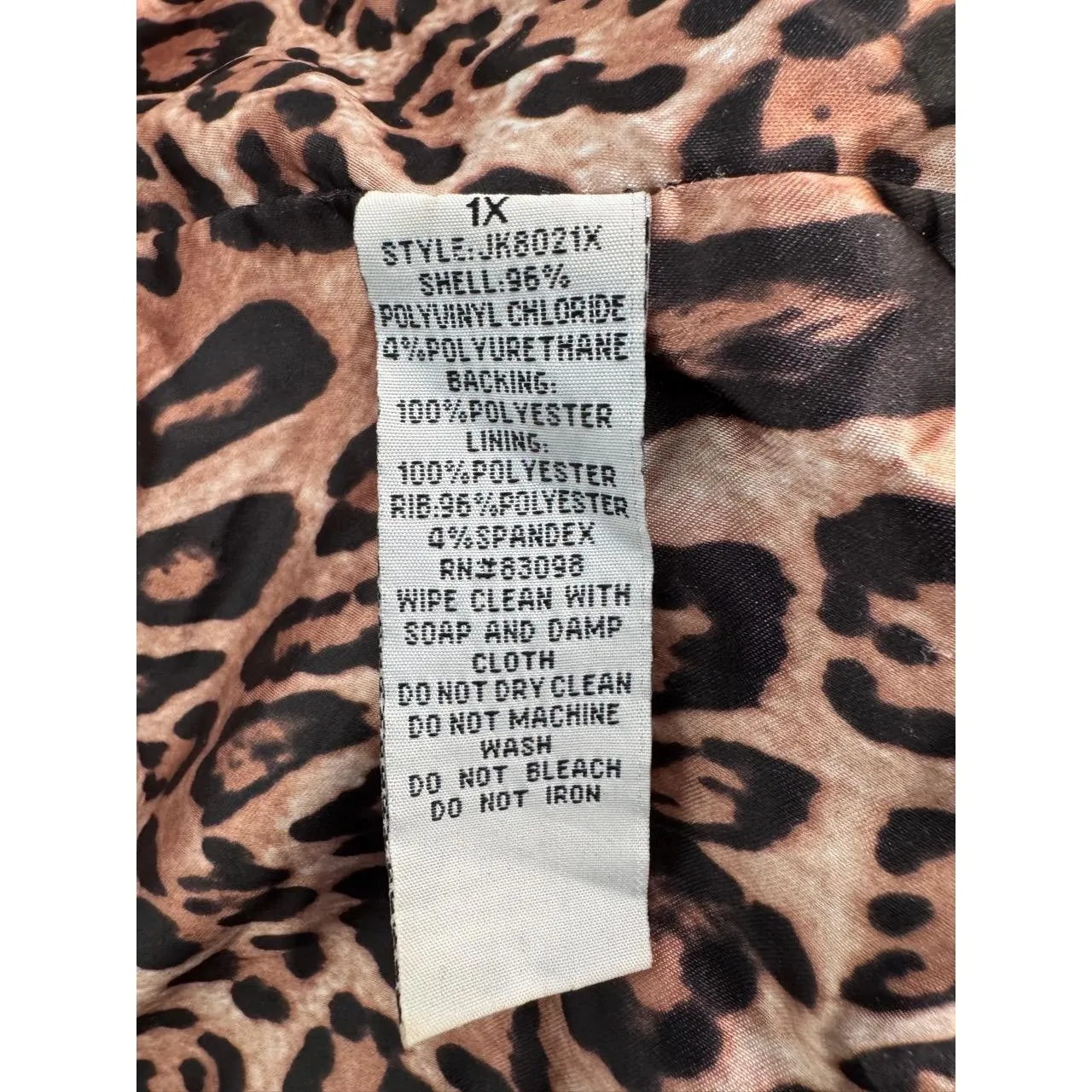 Ci Sono by Cavalli Black Faux Leather Bomber Jacket with Leopard Lining –Size 1X - Image 9