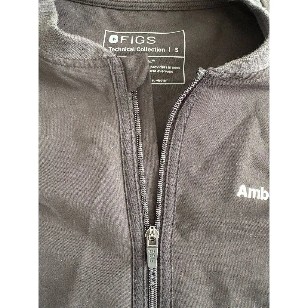 FIGS Unisex Scrub Jacket Black Size S‎ Full-Zip Workwear with Pockets - Image 3