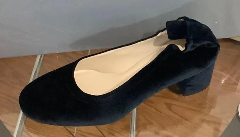 Day Heels In Navy Velvet - Image 2