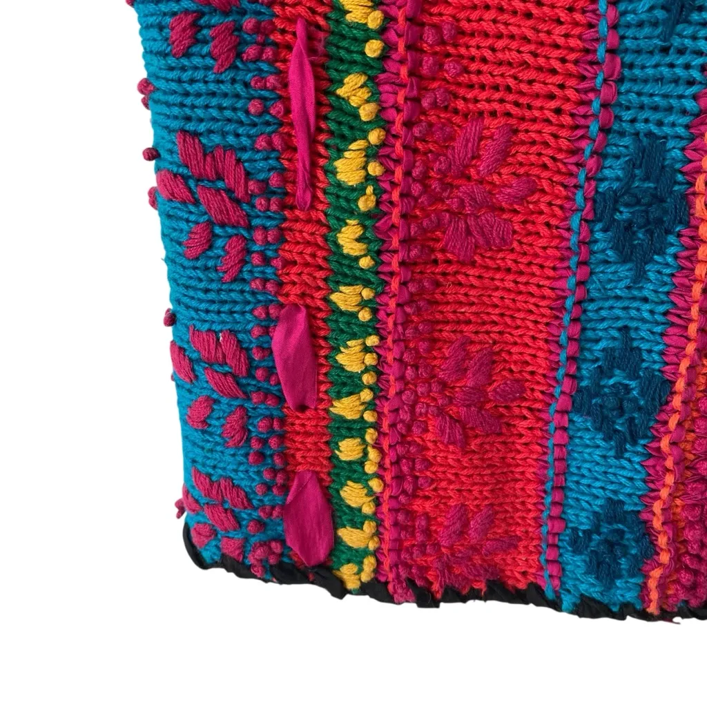 Vintage Carole Little Colorful Knit Striped sweater Vest Button Closure small Red - Image 4