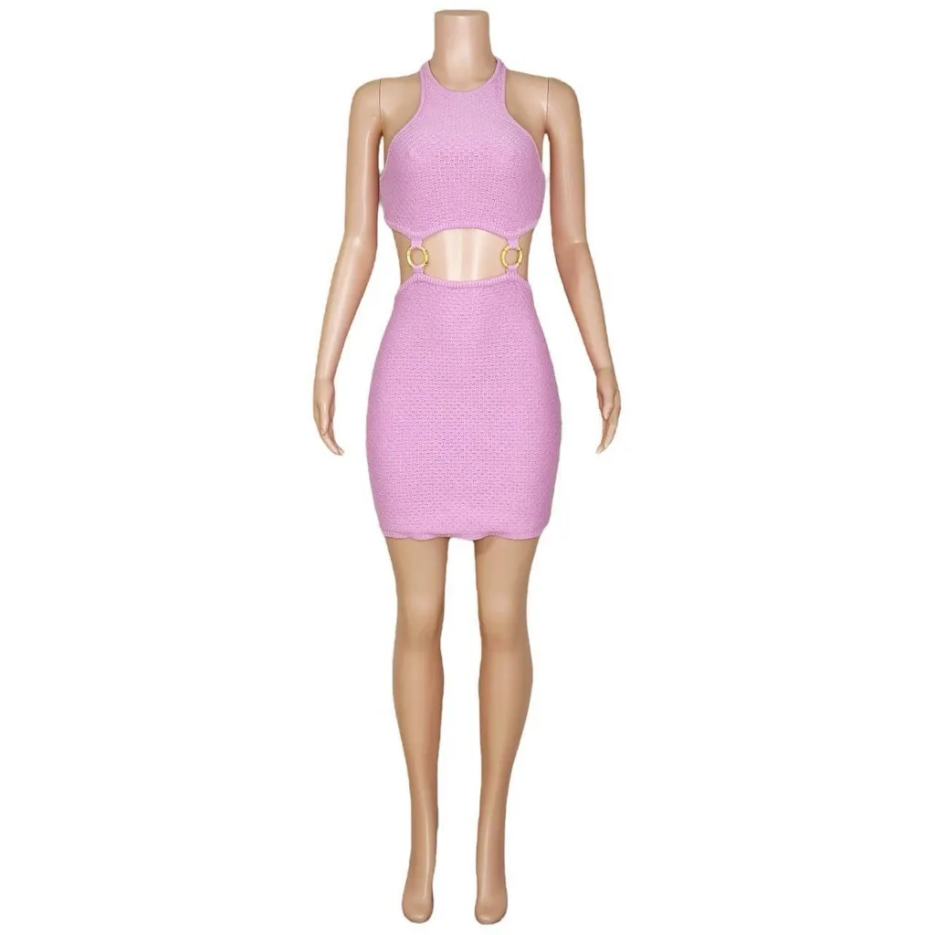 LOVERS + FRIENDS Francesca Knit Mini Dress, Bubble Gum Pink, Large - Image 9