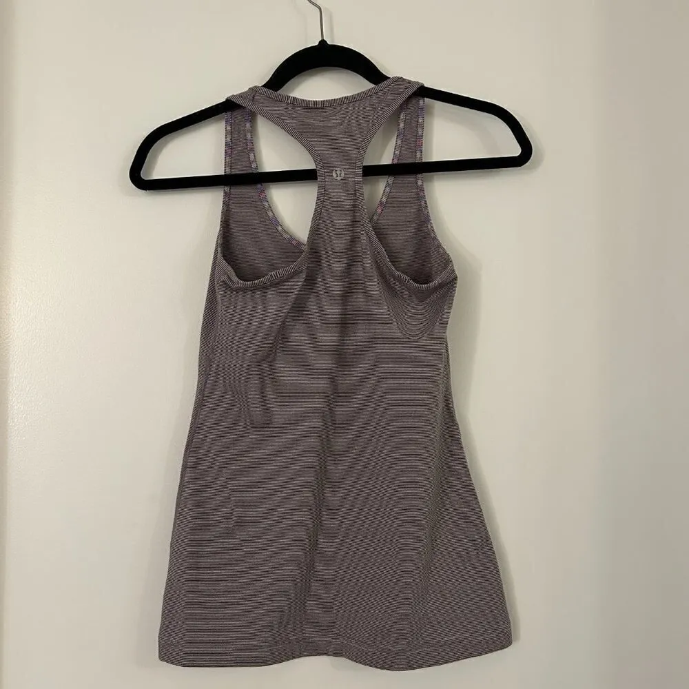 Lululemon Cool Racerback Tank Wee Brown Stripes Size 4/6 - Image 3
