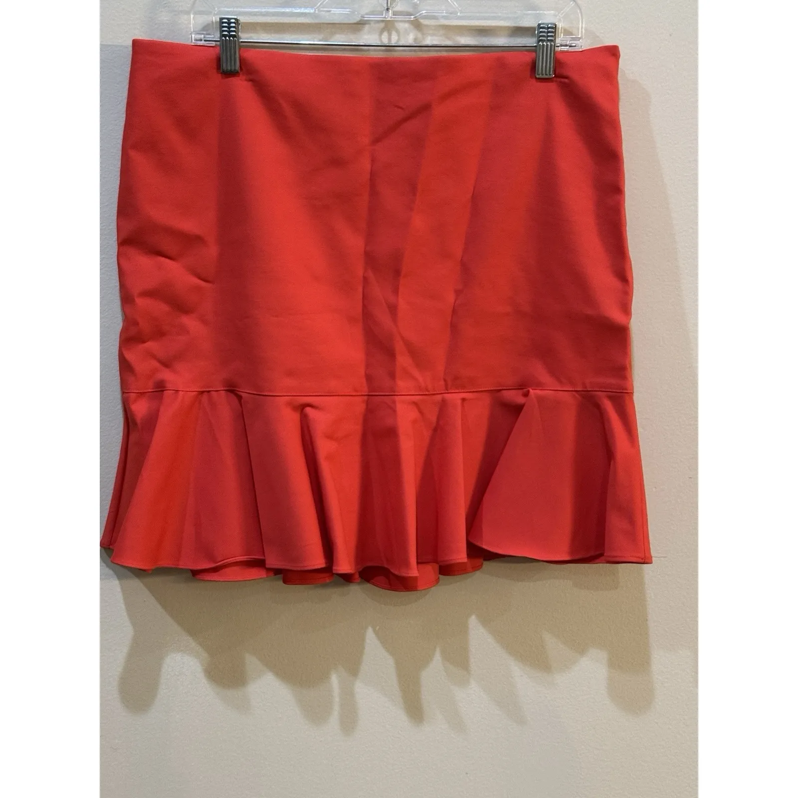 POLO Ralph‎ Lauren Cotton Viscose Ruffled Skirt Neon Corral Size 14 Flirty - Image 2