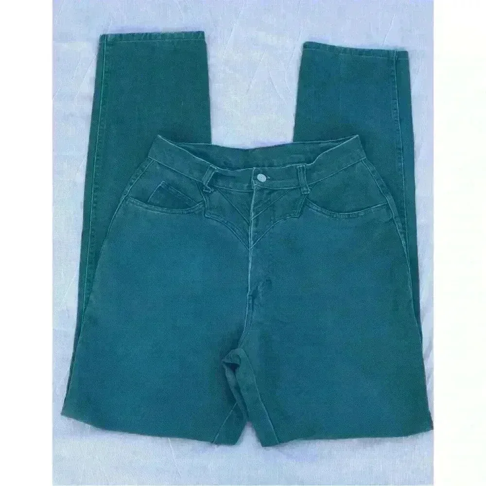 Teal Roper Bareback vintage Jeans Green Size 28 - Image 4