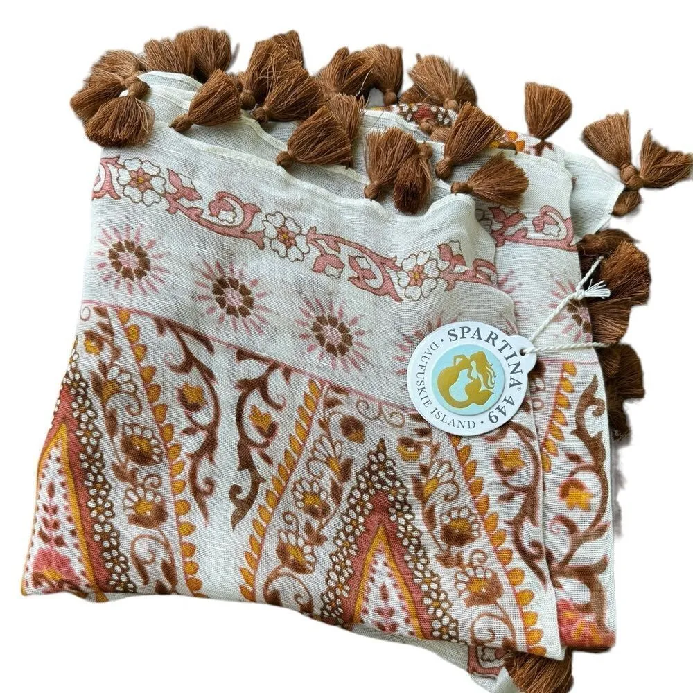 SPARTINA 449 PINK HOUSE SQUARE SCARF NWT - Image 3