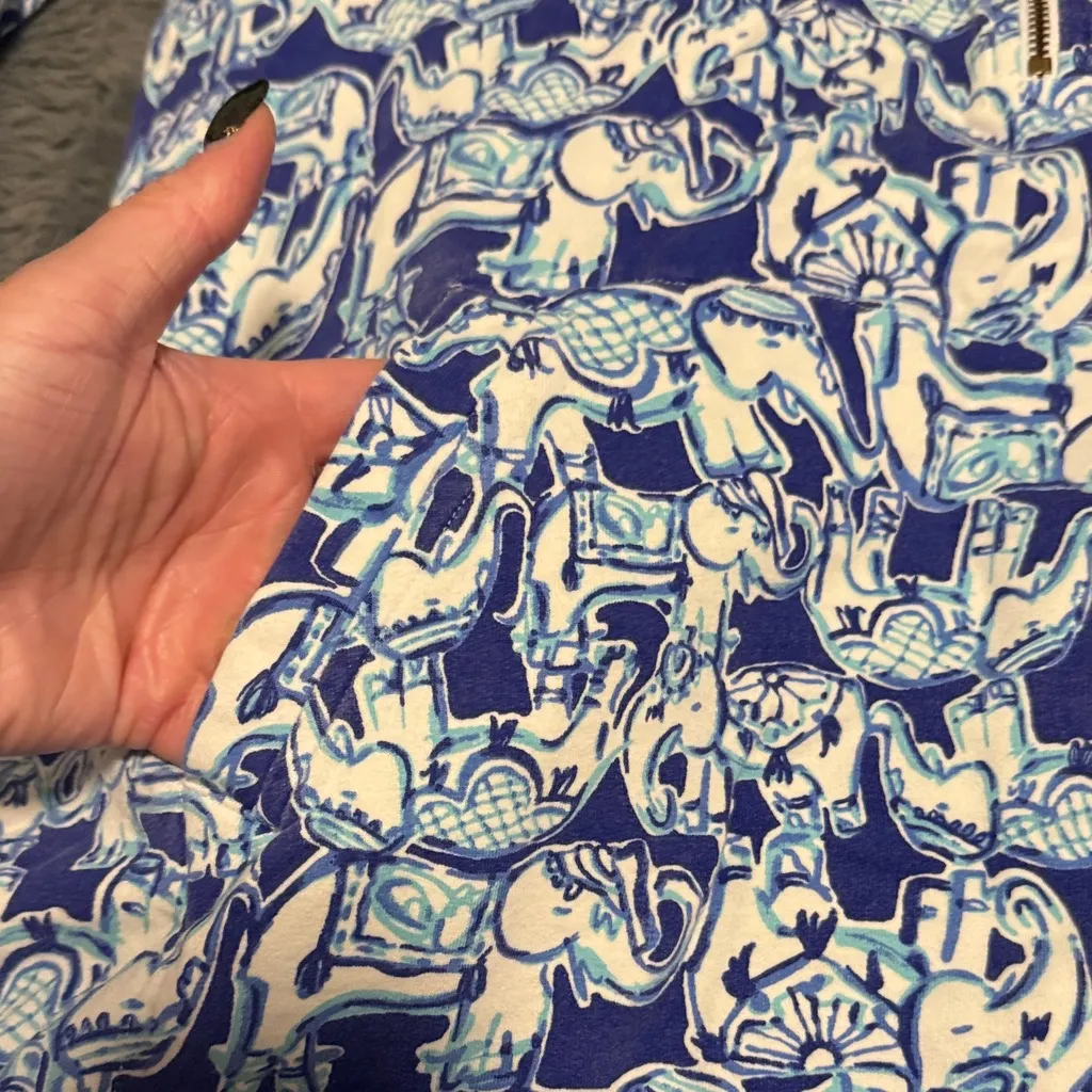 Lilly Pulitzer Blue and White elephant quarter zip - Image 3