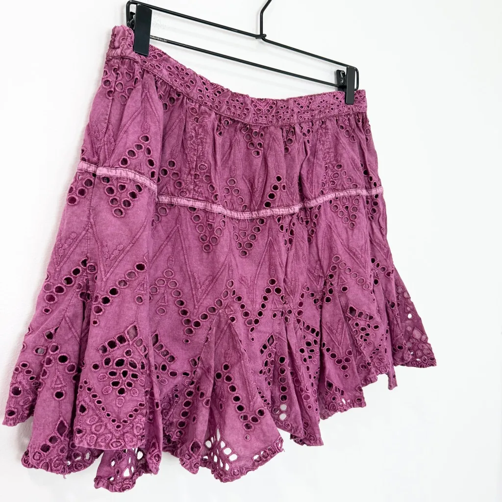 Free People Serenity Eyelet Mini Skirt Skort in Dreamy Mulberry Size Medium - Image 5