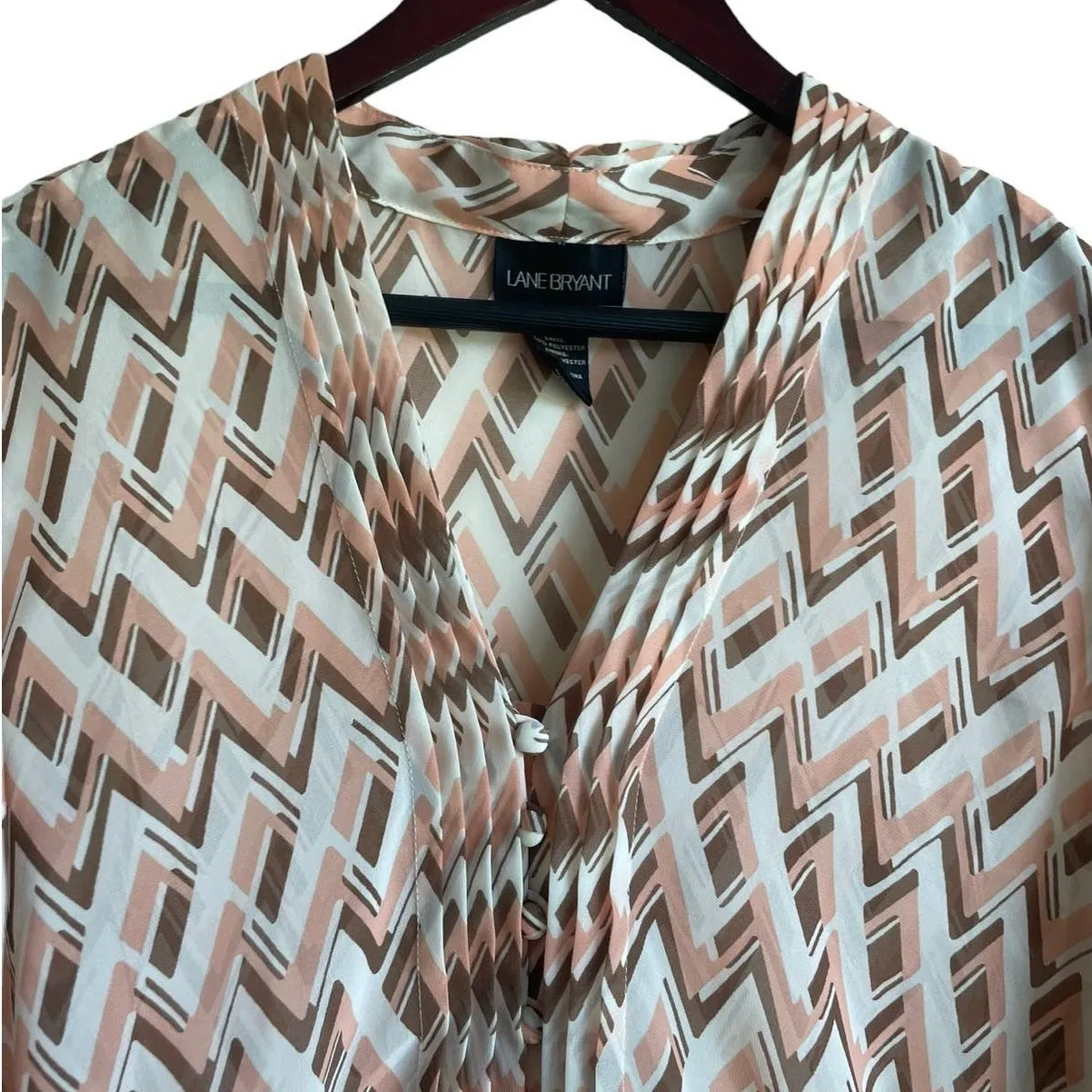 Lane Bryant Women Top Size 18/20 Smock‎ Waist V-Neck Short Sleeve Sheer Workwear - Image 6