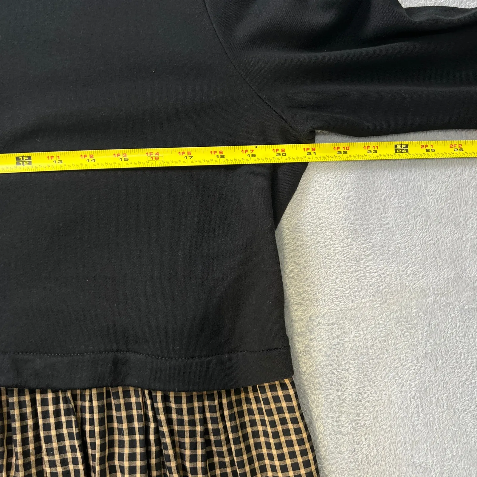 J Jill Mixed Media Plaid Dress Womens L Black Tan Long Sleeve Pockets Minimal Size L - Image 6