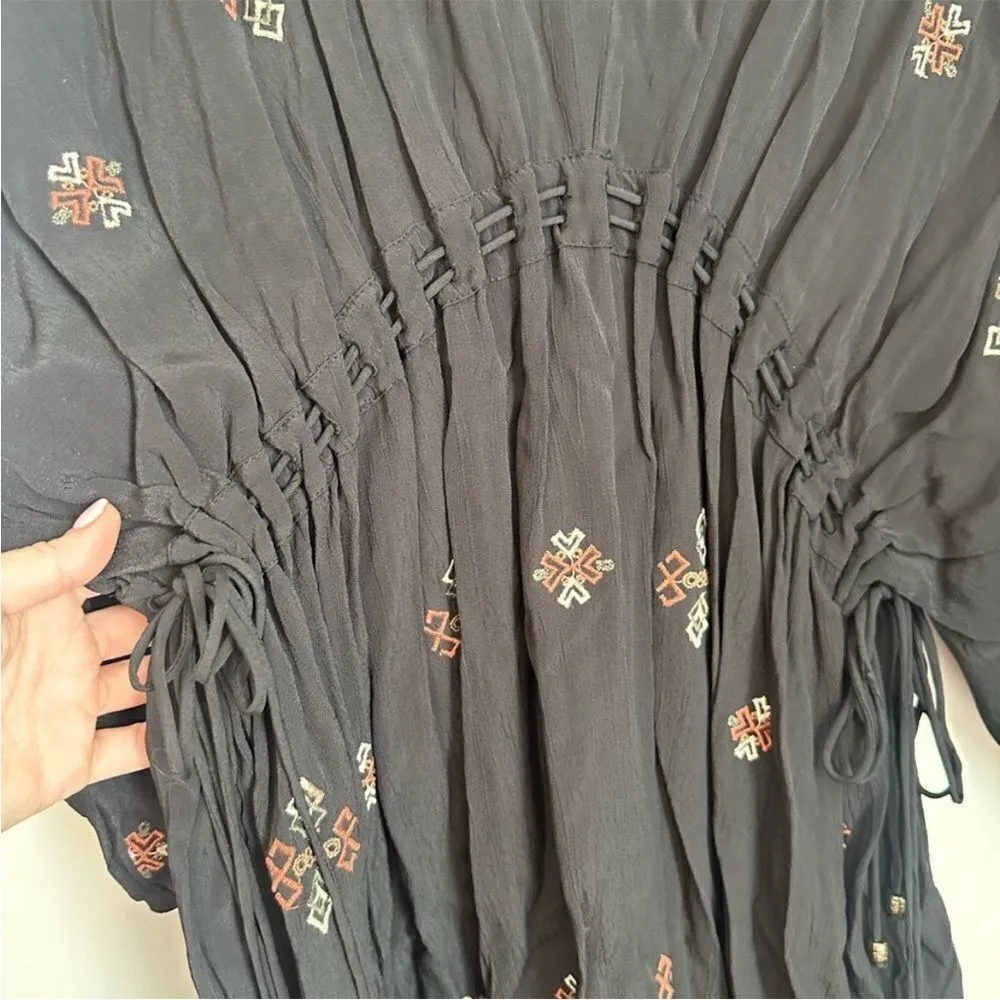 Anthropologie Twelfth street Cynthia Vincent kaftan dress boho sz‎ Small Black - Image 9