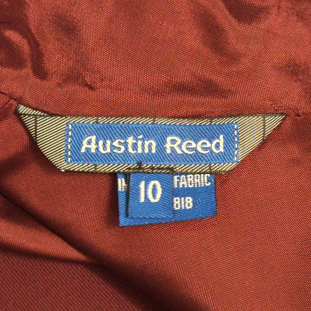 Austin Reed Burgundy High Neck Short Sleeve Worsted Wool Dress Vintage Size 10 Red - Image 4