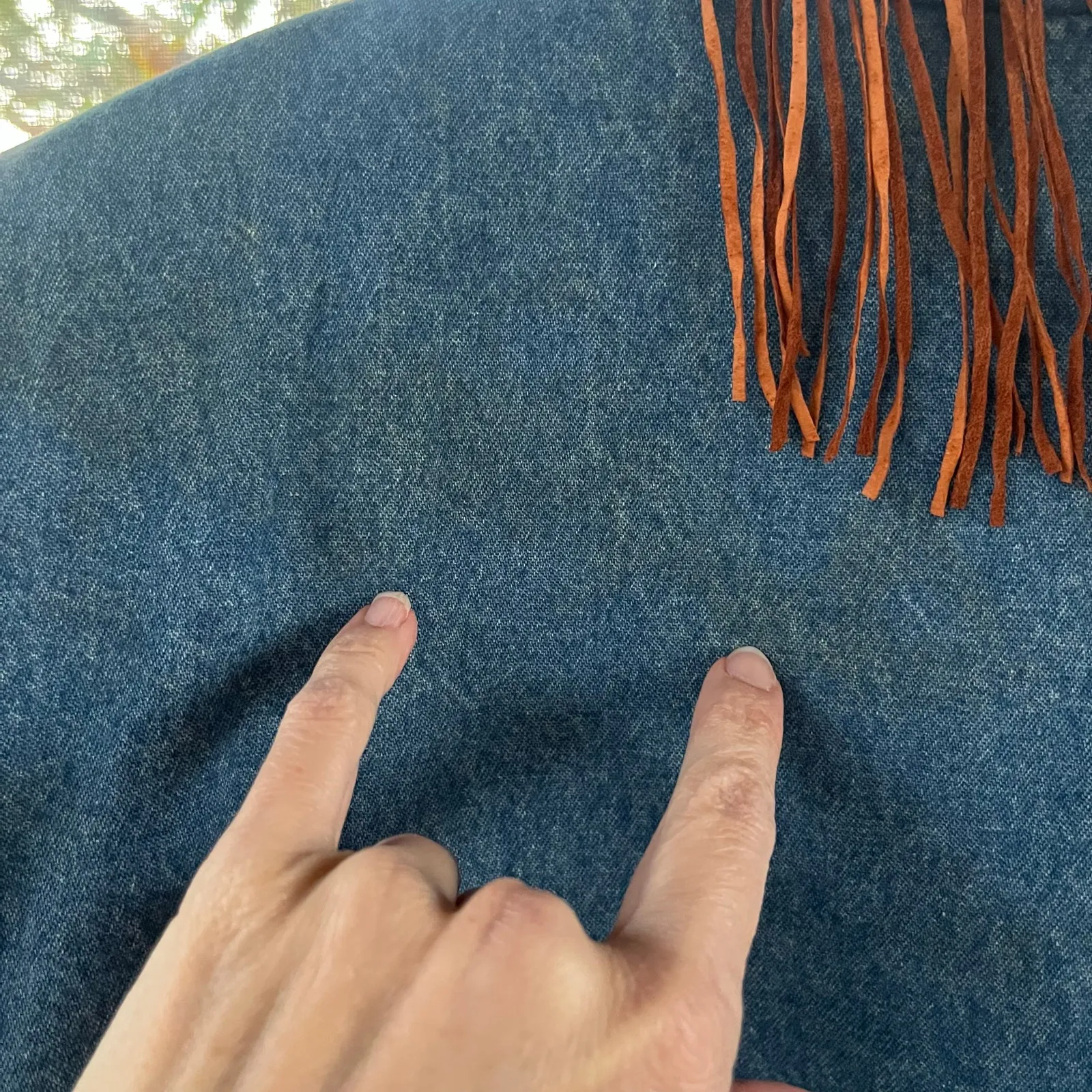 S.H.E. For Austin Collection Women's Vintage Western Fringe Denim Jacket Size L Blue Size L - Image 7