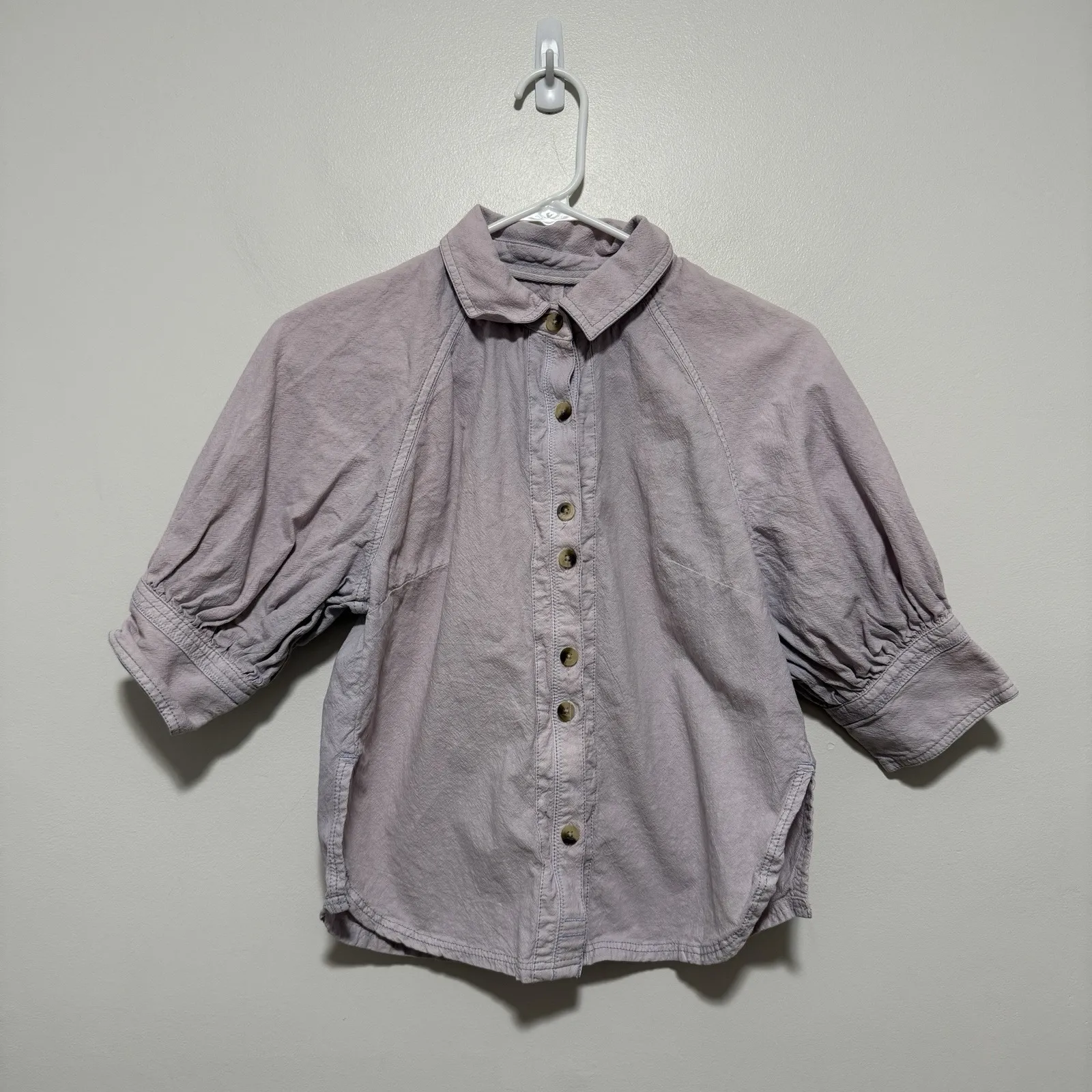 We the Free People Ellie Button Front Top in Light Purple Size XS - Image 3