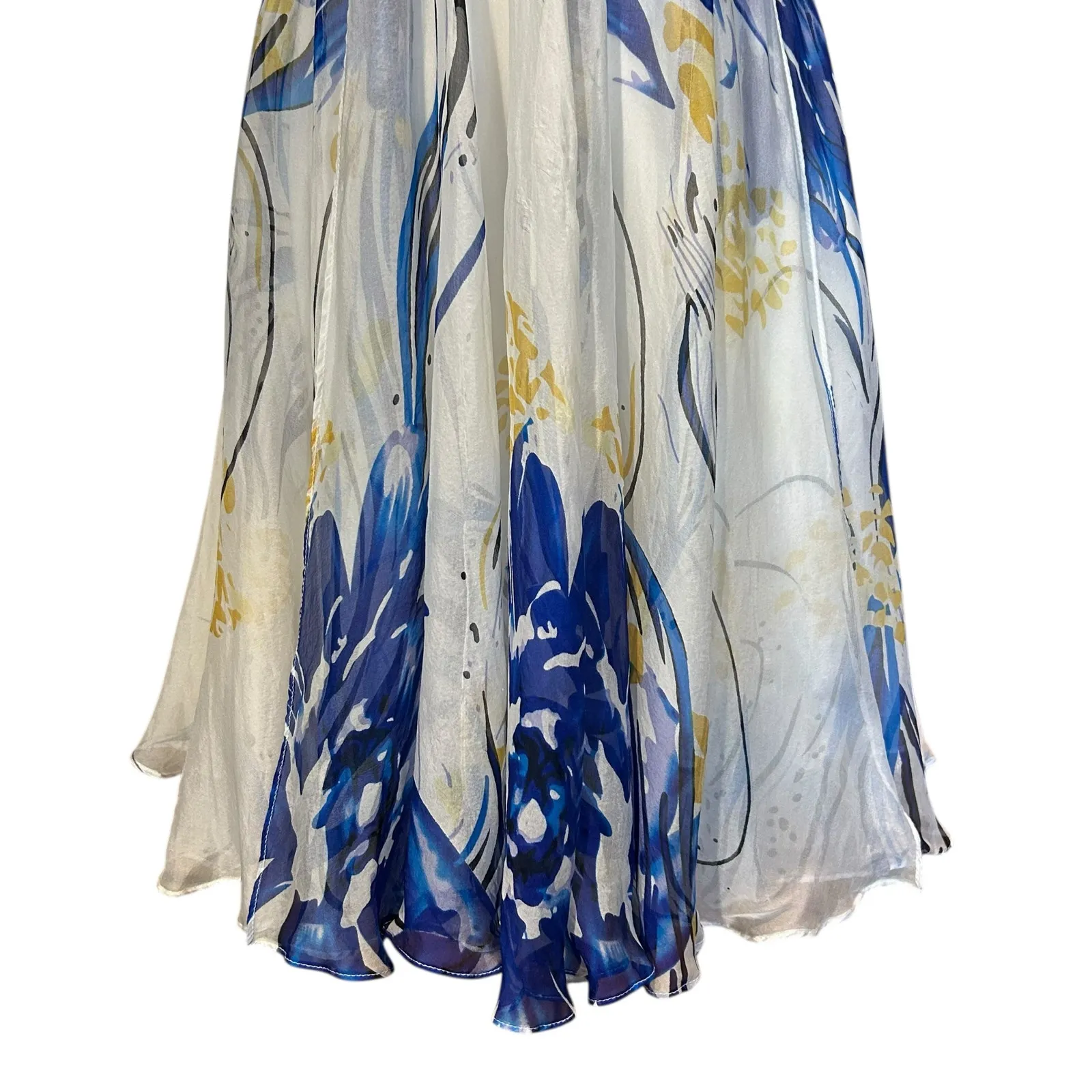 Terani Cocktail Dress SZ 2 100% Silk Beaded Short Sheer Lined Flowy Y2K Fairy - Image 4