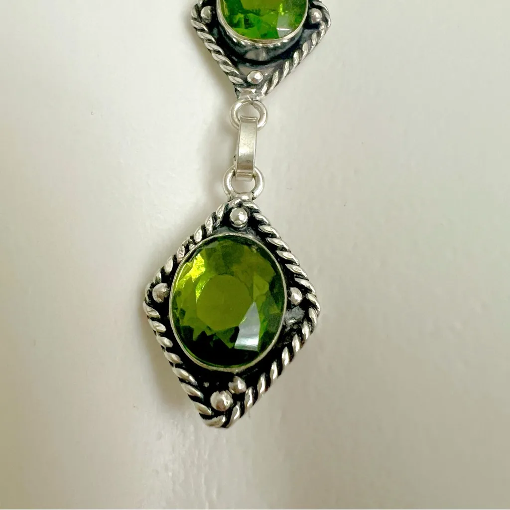 925 Sterling Silver Gemstone Peridot Necklace Handmade lariat Womens Jewelry Green - Image 11