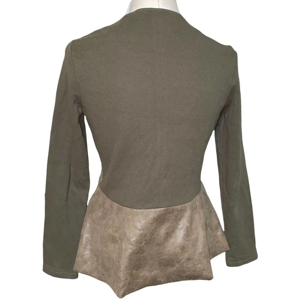 Joy Joy  Fitted Biker Moto Style Peplum Ruffle hem jacket faux leather front sz S - Image 50