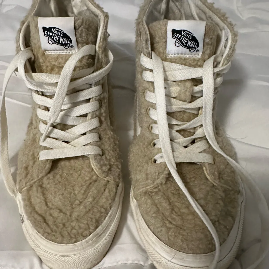 Vans Sk8 Hi Tapered Cozy Hug Desert Cream Fleece High-Top Sneakers - Image 2