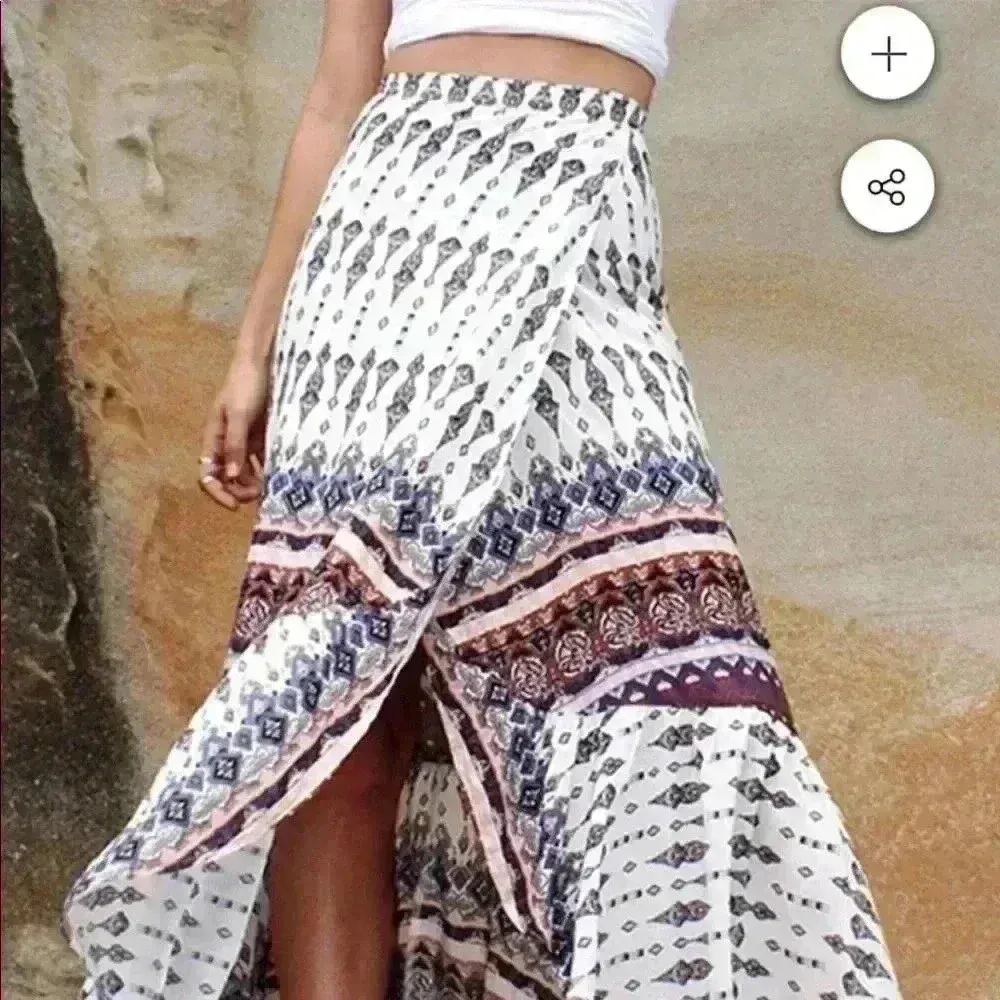 Cupshe Maxi White Printed Tie Waist Wrap‎ Size OS - Image 3