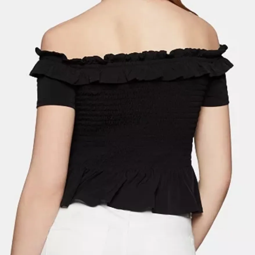 BCBGeneration Black Ruffled Off-Shoulder Blouse Size S - Image 8