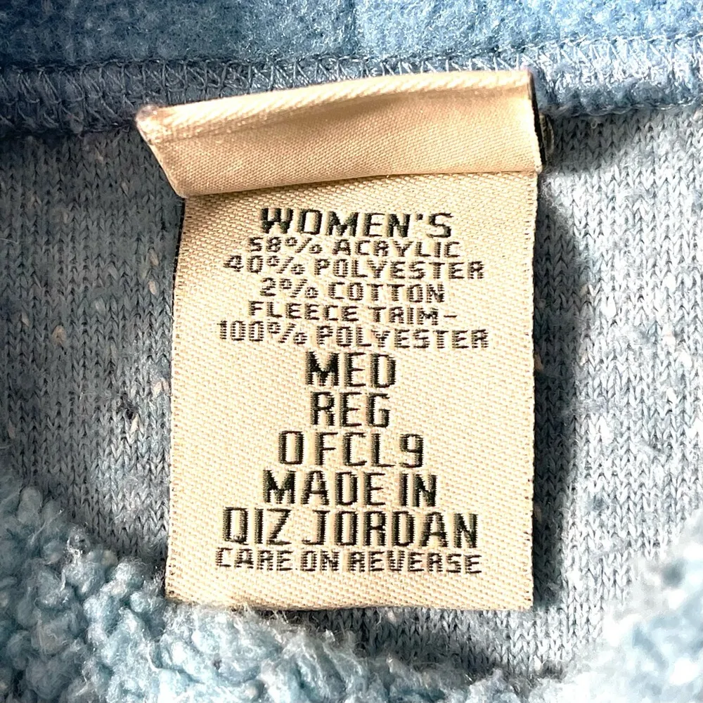 L.L. Bean Blue Pile Fleece Mock Neck Long Sleeve Sweater Sweatshirt Size M - Image 9