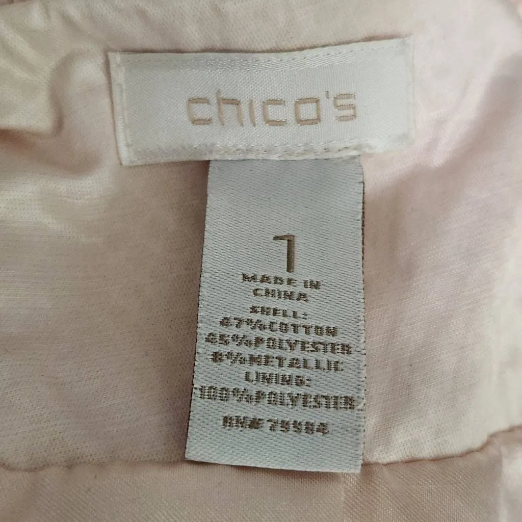 Chico's Light Pink Jacket with Layered Ruffles Size Medium Pink Satin Jacket - Image 7