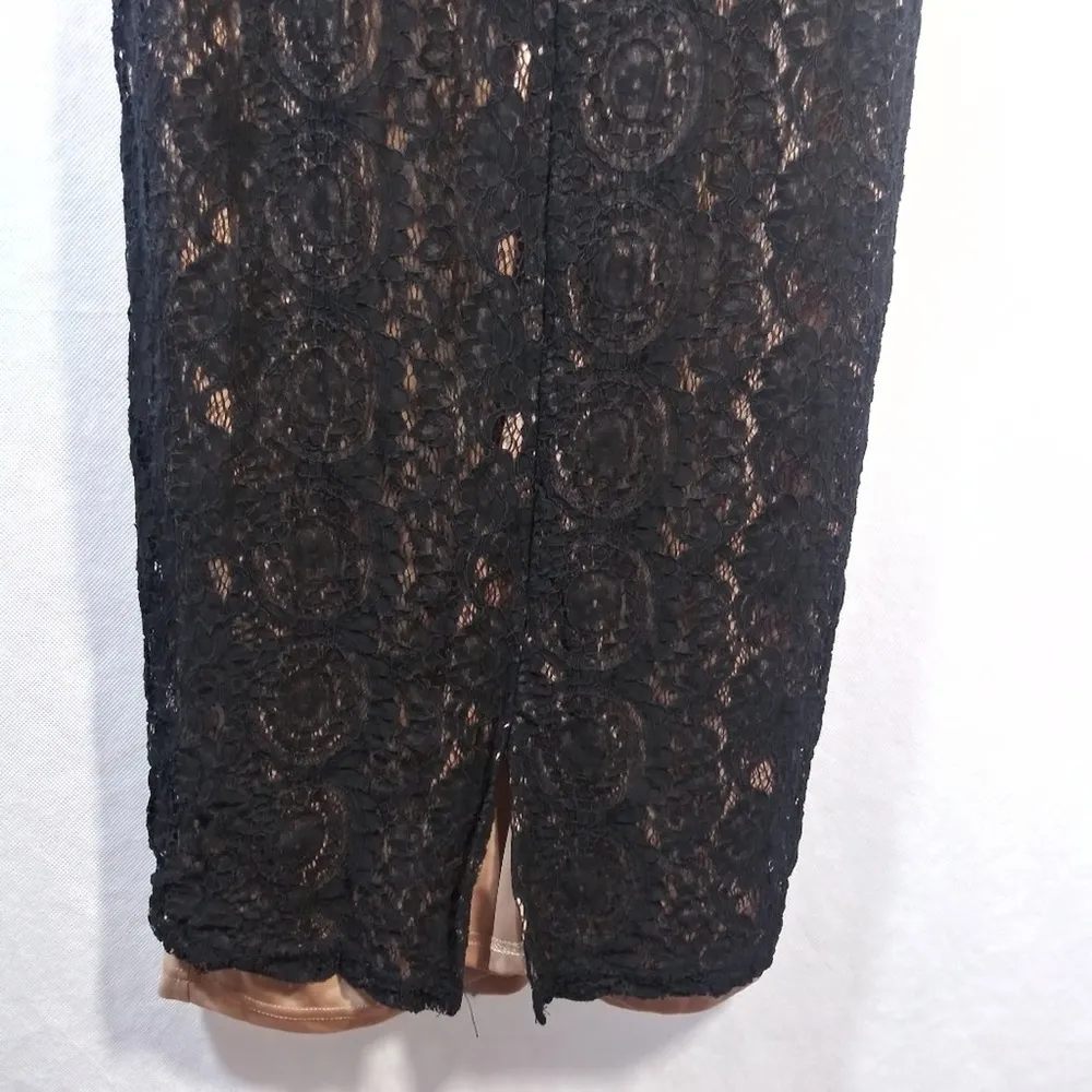 Roolee Black Lace Nude Sheath Dress Event Size XS - Image 9