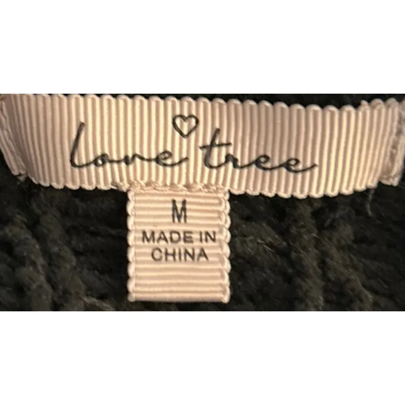 Love Tree Women's Black Open Front Long Sleeve Plush Knit Sweater Size M - Image 3