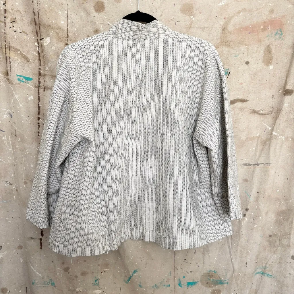 Eileen Fisher Organic Linen-Cotton Blend Ticking Stripe Jacket - Image 5