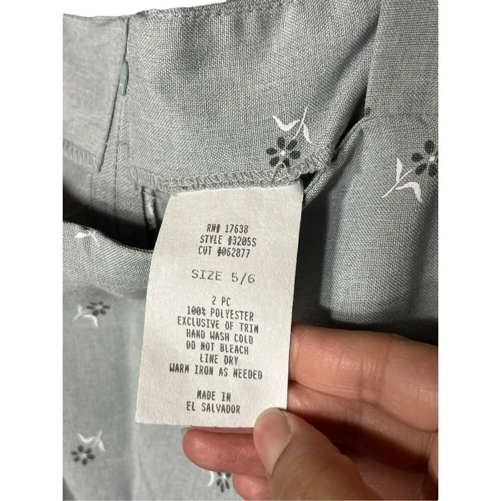 Vintage DBY Dress and Coat Set Gray Paisley Flower Print Size 5/6 - Image 7