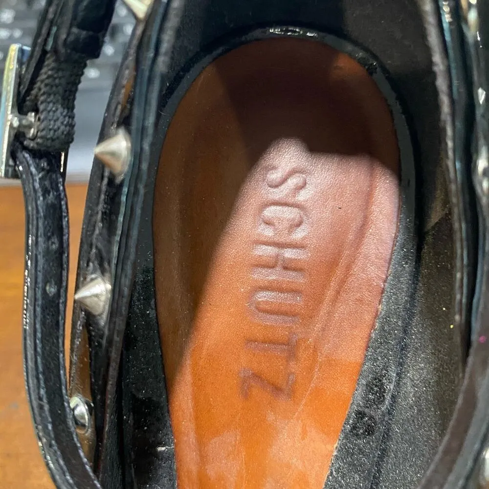 Schutz Black Suede Studded Fiona Preto Pumps Sz 6B - Image 6