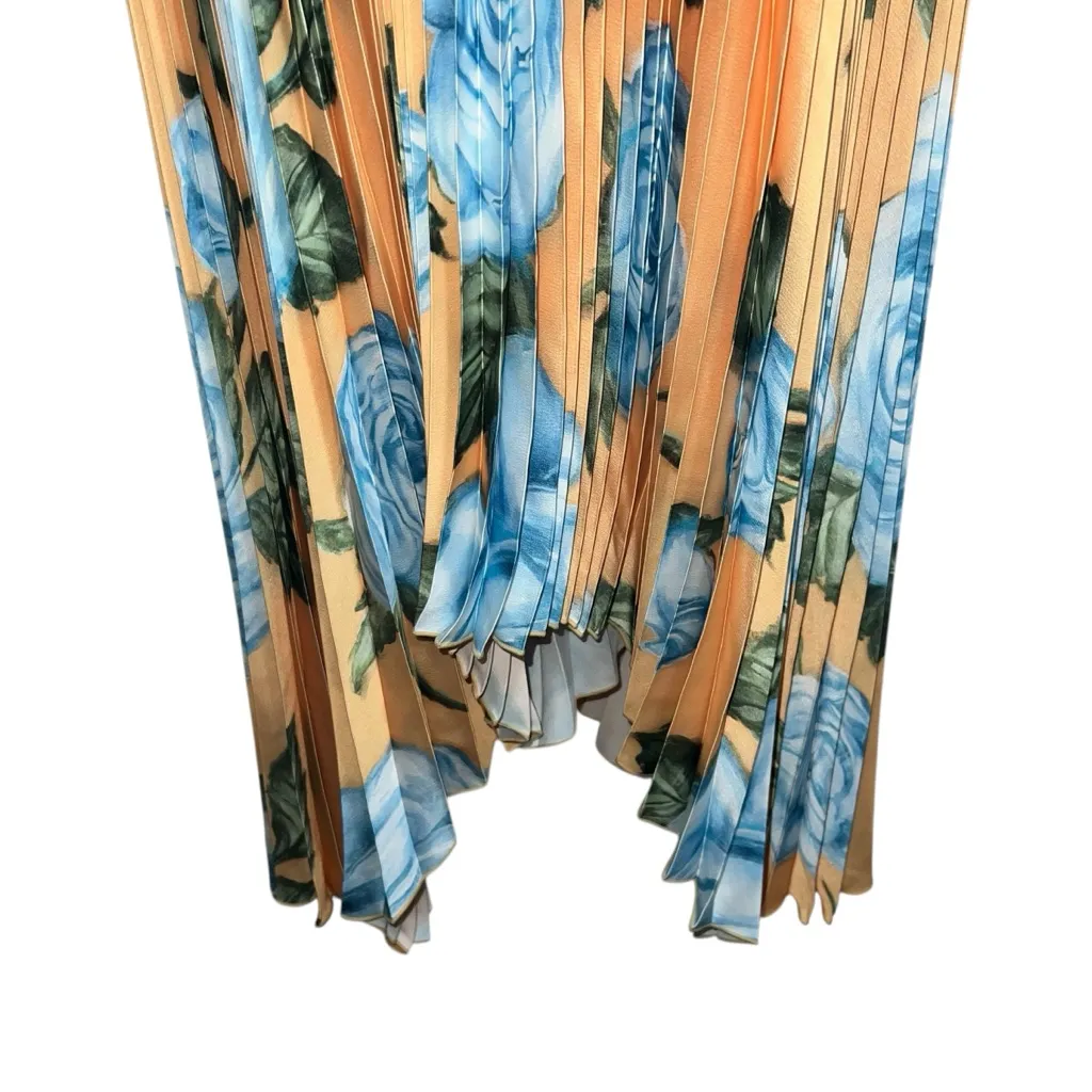 NEW NWT L’IDEE Black Tie Strapless Pleated Maxi Gown In Fleur Bleue Floral Print - Image 8